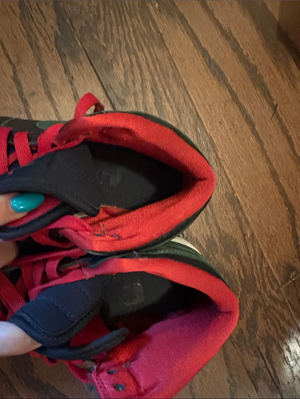 Jordan Boys High-Top Sneakers in Green, Black & Red